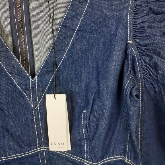 REBECCA TAYLOR La vie Ruched Sleeve Denim Dress - Picture 7 of 10